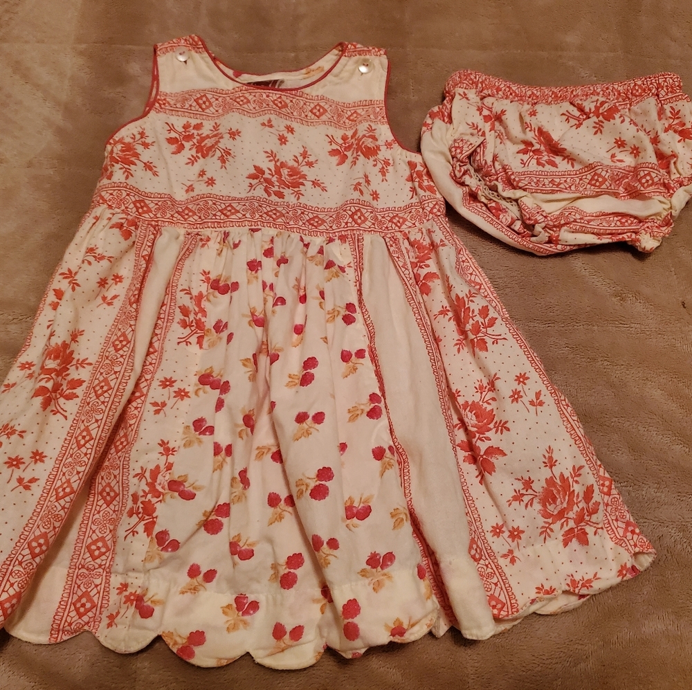 Girls Cornelloki dress and bloomers  size 6-9m